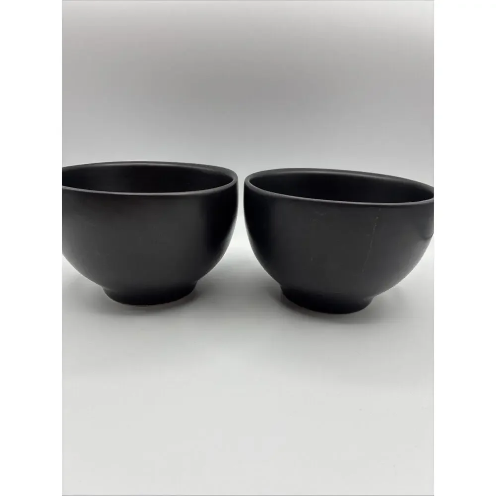 Pier 1 Modern Ebony Coupe Cereal Bowls Discontinued Made In Brazil Solid Black
